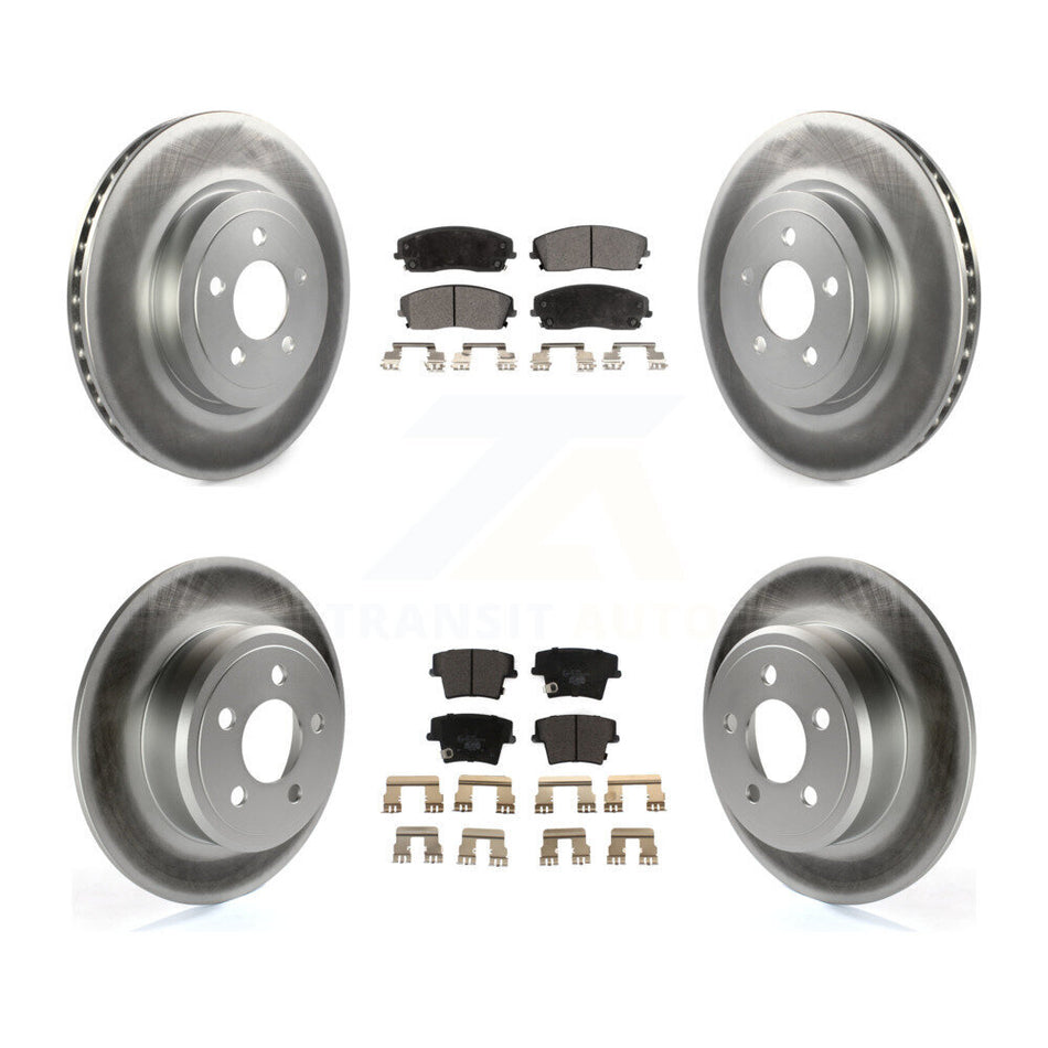 Front Rear Coated Brake Rotor & Ceramic Pad Kit For 2015-2018 Dodge Charger RWD with 3.6L KGT-102873