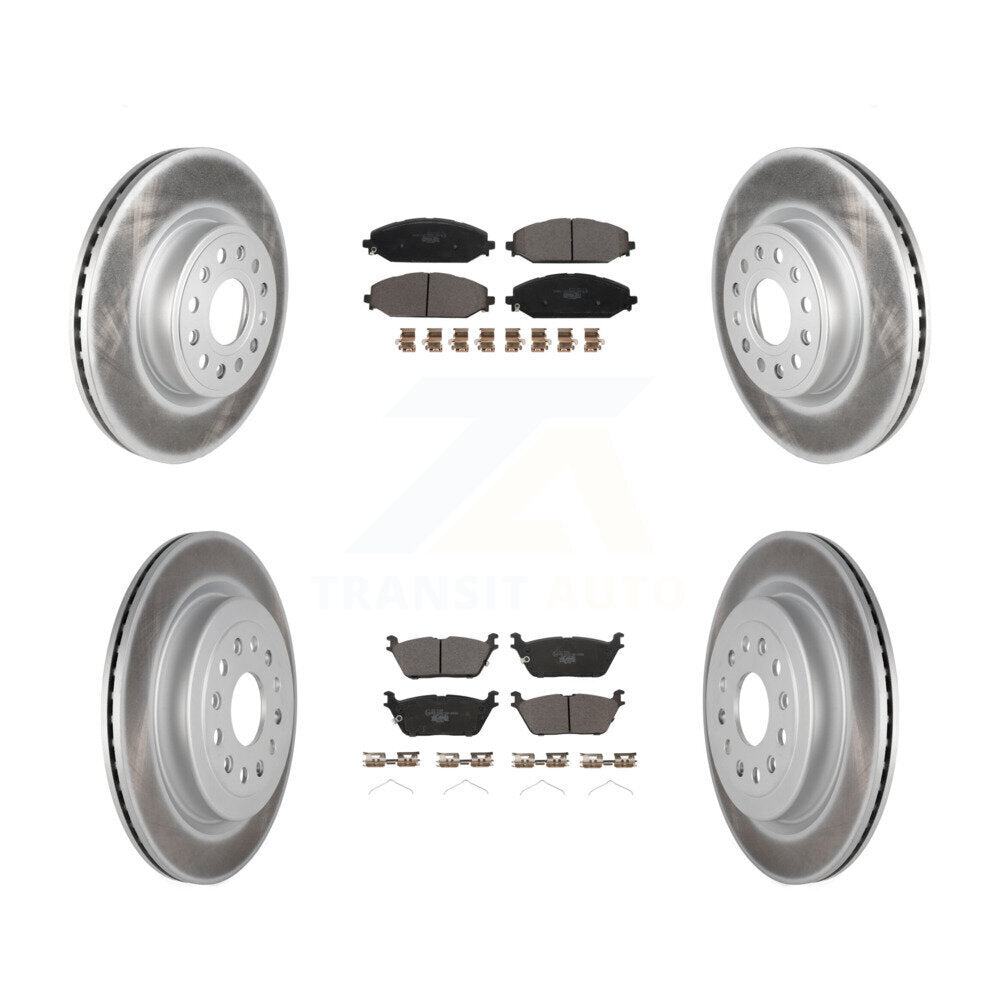 Front Rear Coated Disc Brake Rotors And Ceramic Pads Kit For Ram 1500 KGT-102885