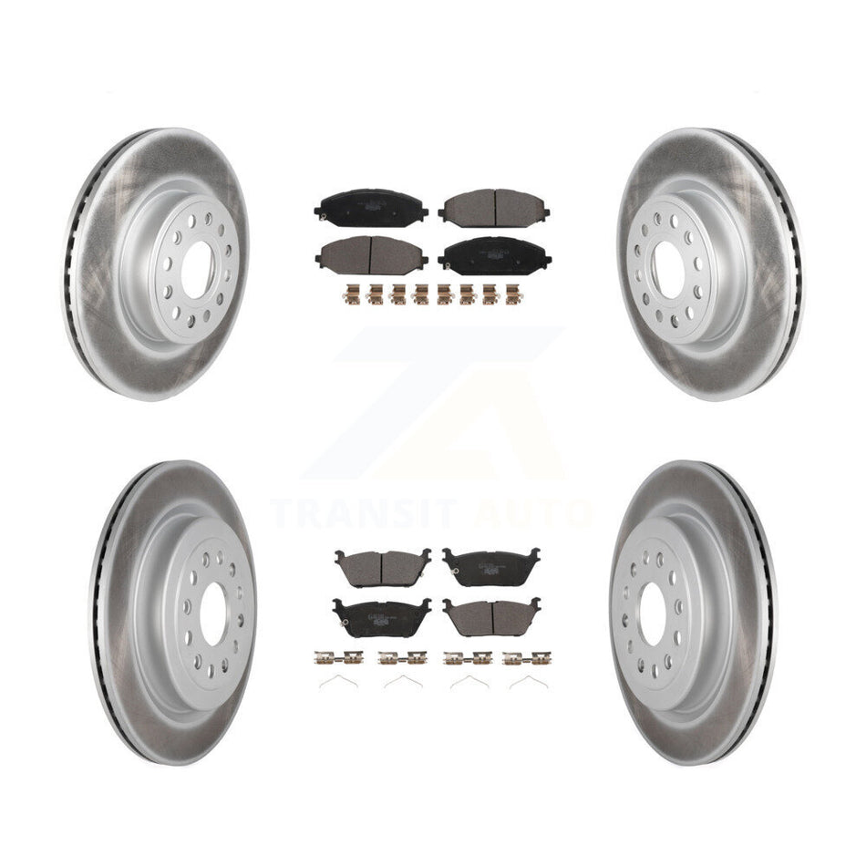 Front Rear Coated Disc Brake Rotors And Ceramic Pads Kit For Ram 1500 KGT-102885