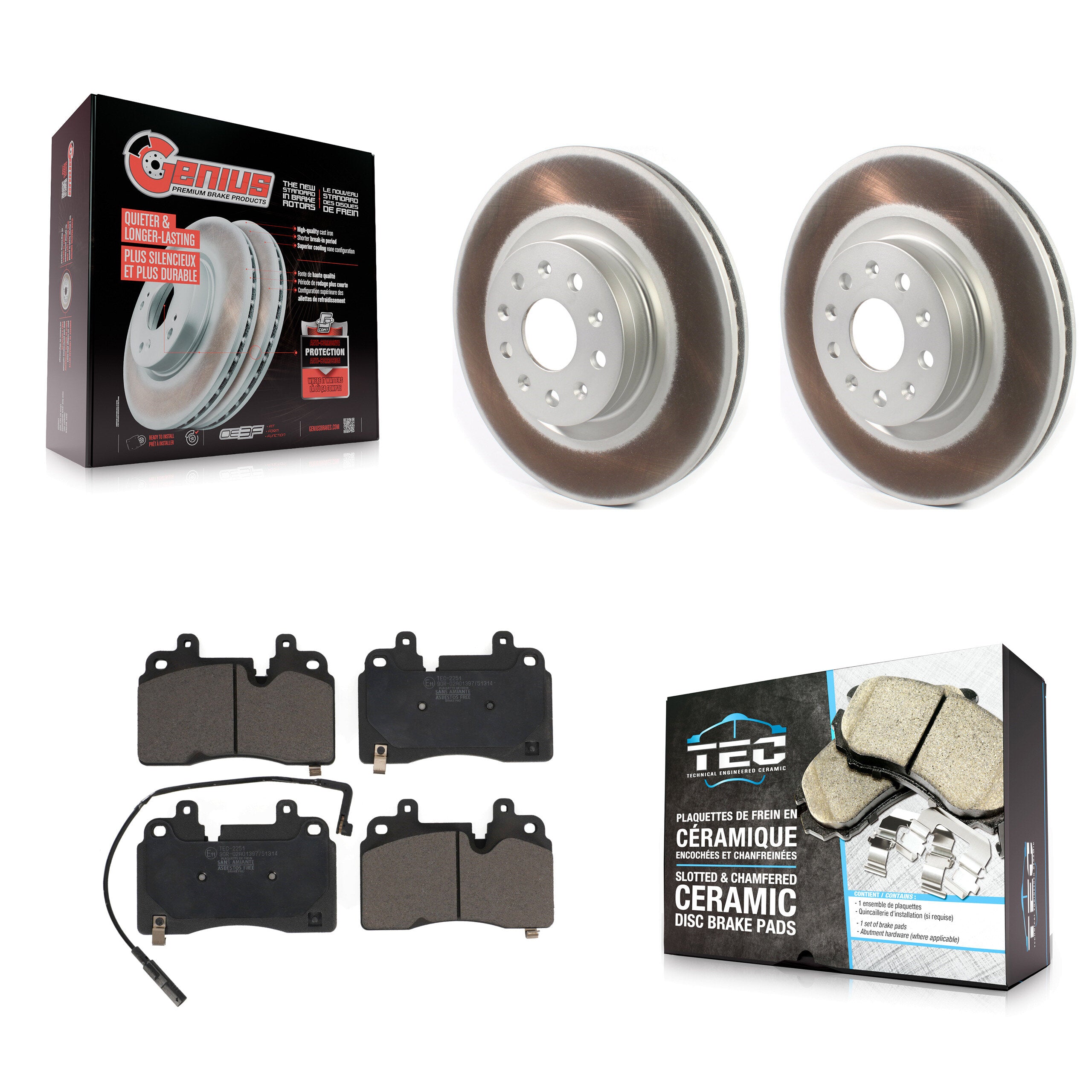 Front Coated Disc Brake Rotors And Ceramic Pads Kit For Cadillac CT6 KGT-102892