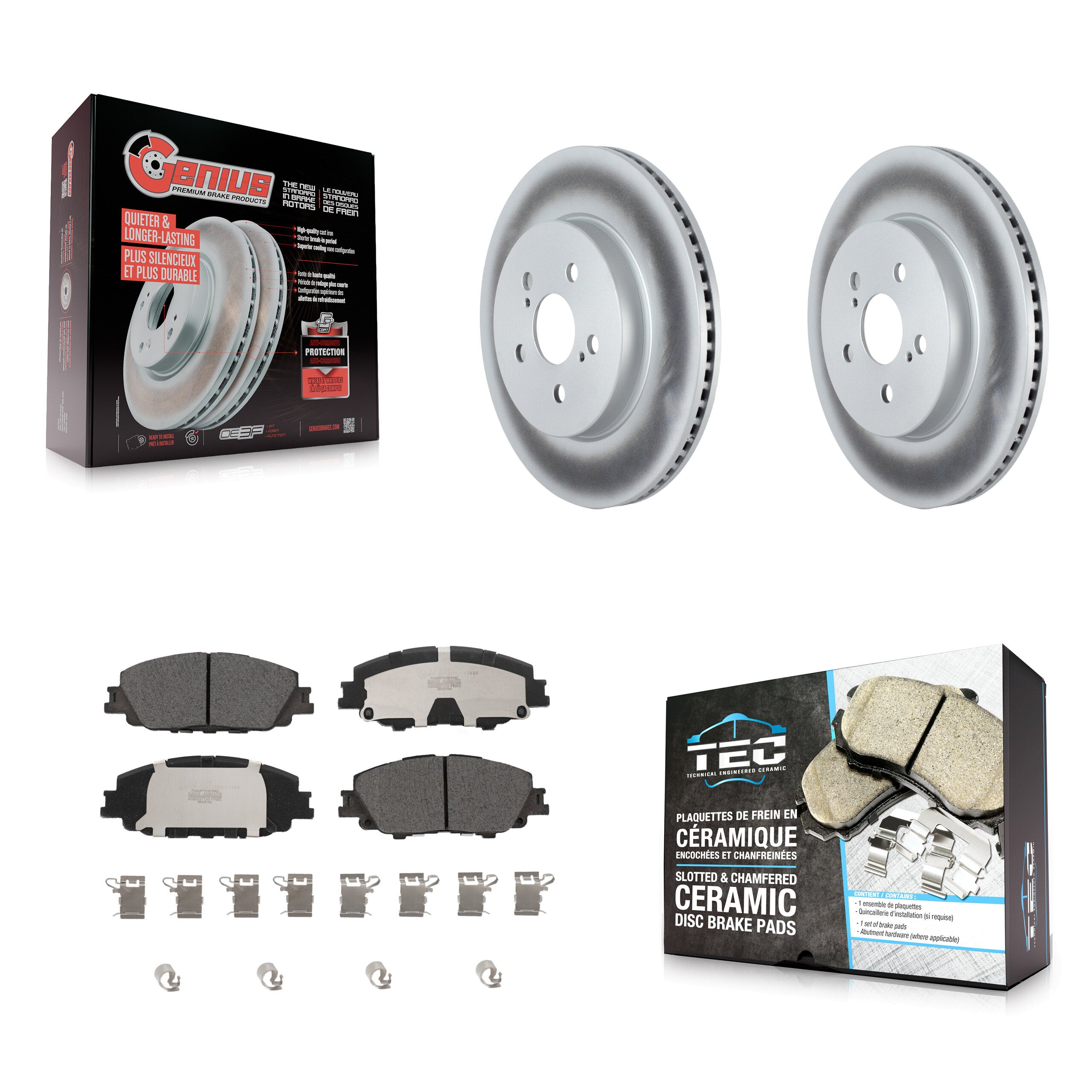 Front Coated Disc Brake Rotors And Ceramic Pads Kit For Toyota Corolla Prius Prime KGT-102896