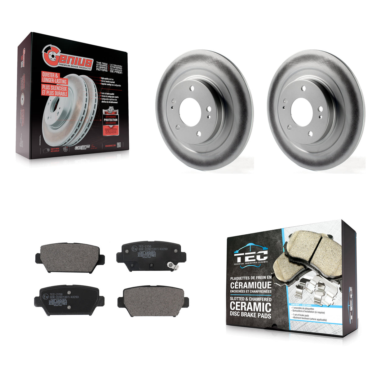 Rear Coated Disc Brake Rotors And Ceramic Pads Kit For Mitsubishi Eclipse Cross KGT-102915