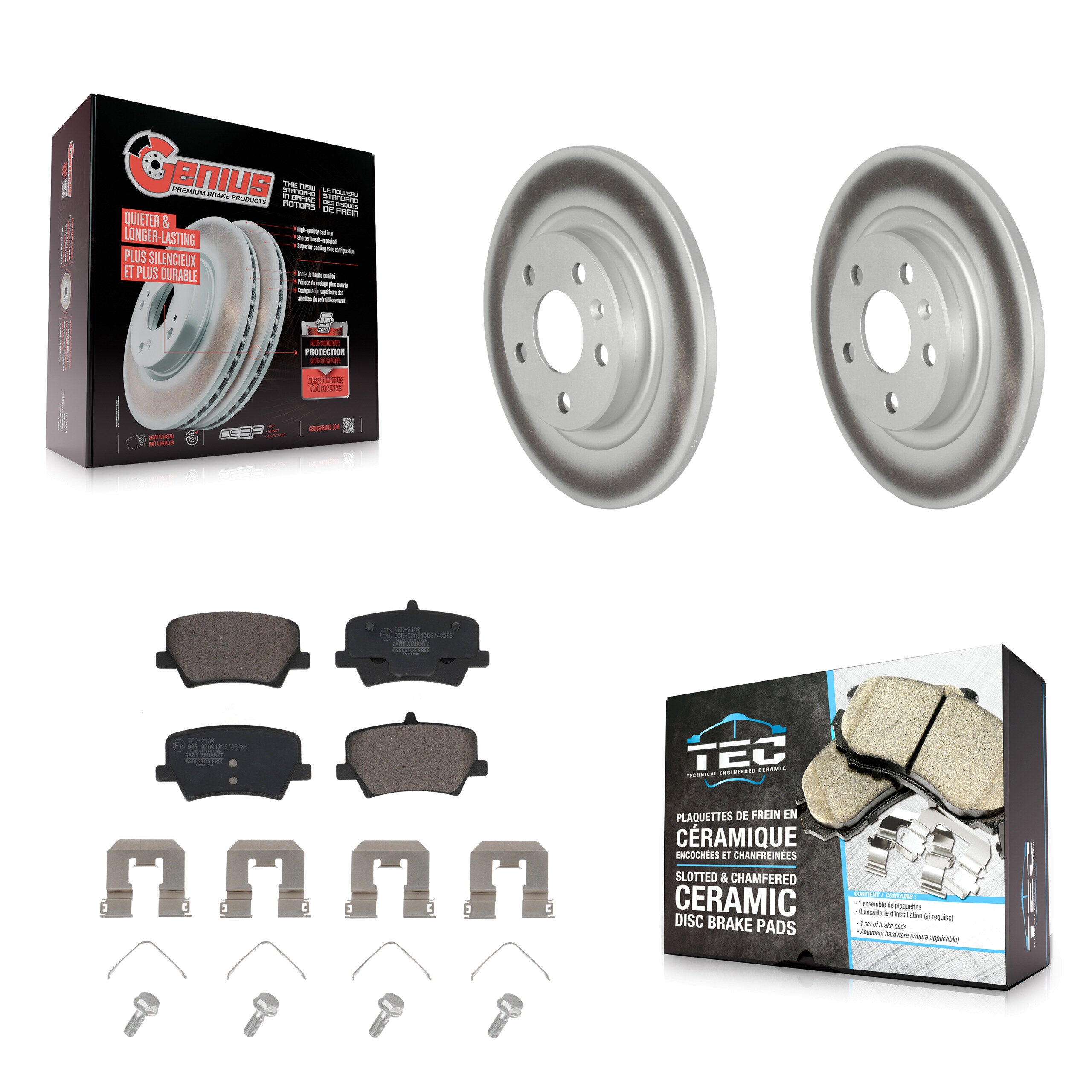 Rear Coat Brake Rotor Ceramic Pad Kit For 19-23 Volvo XC40 With 280mm Diameter KGT-102916