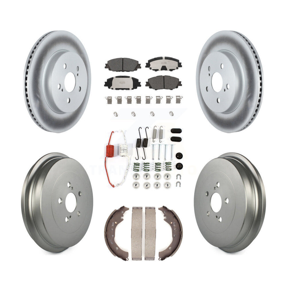 Front Rear Coat Disc Brake Rotors Ceramic Pad Drum Kit (7Pc) For 2019 Toyota Corolla 2.0L KGT-102918