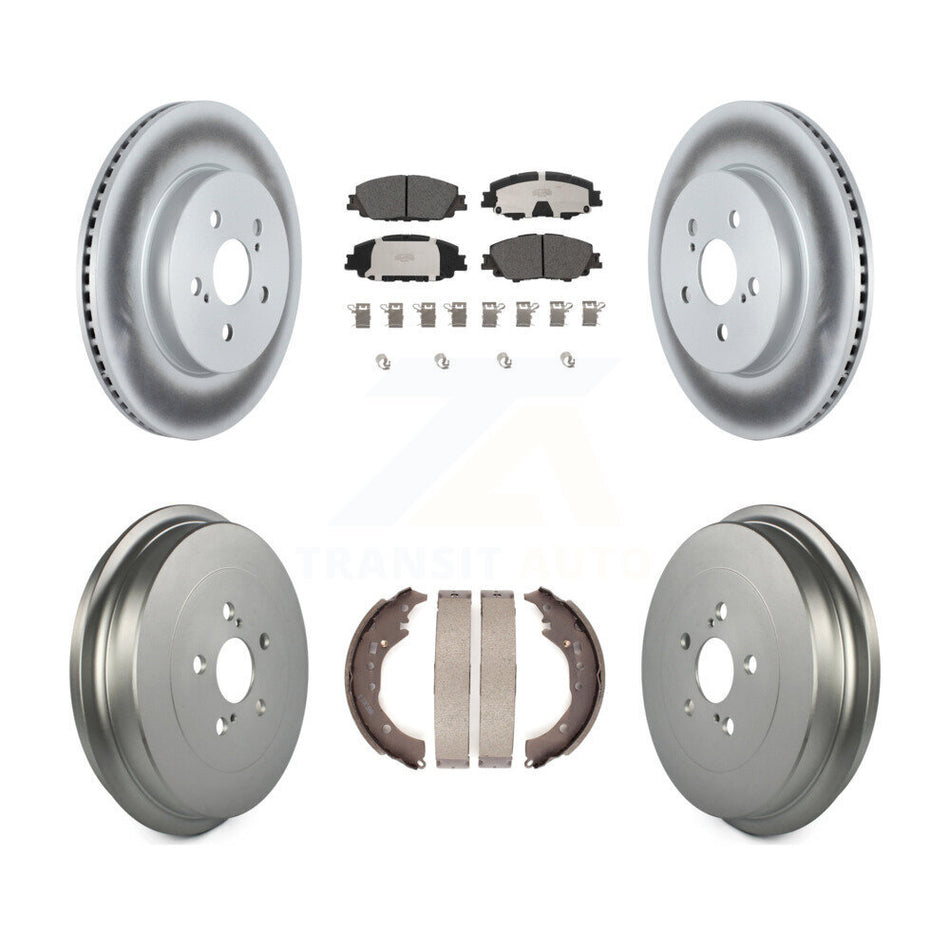 Front Rear Coated Disc Brake Rotors Ceramic Pad And Drum Kit For 2019 Toyota Corolla 2.0L KGT-102919