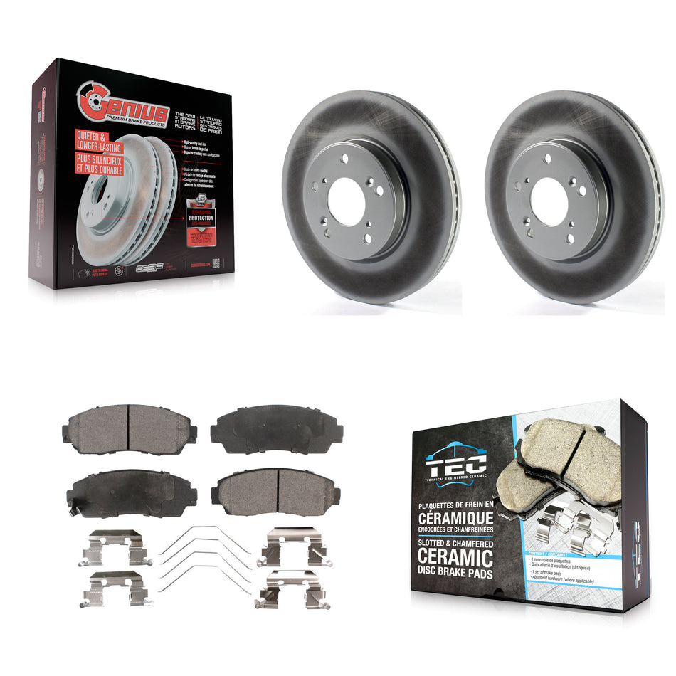 Front Coated Disc Brake Rotors And Ceramic Pads Kit For Honda CR-V KGT-102930