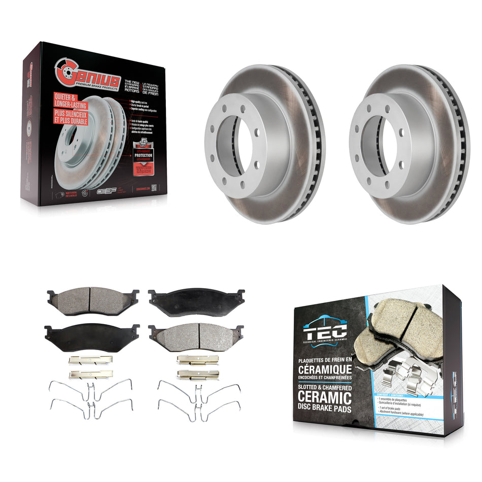 Front Coat Brake Rotors Ceramic Pad Kit For 05-09 Ford F-450 Super Duty With 8 Lug Wheels KGT-102932