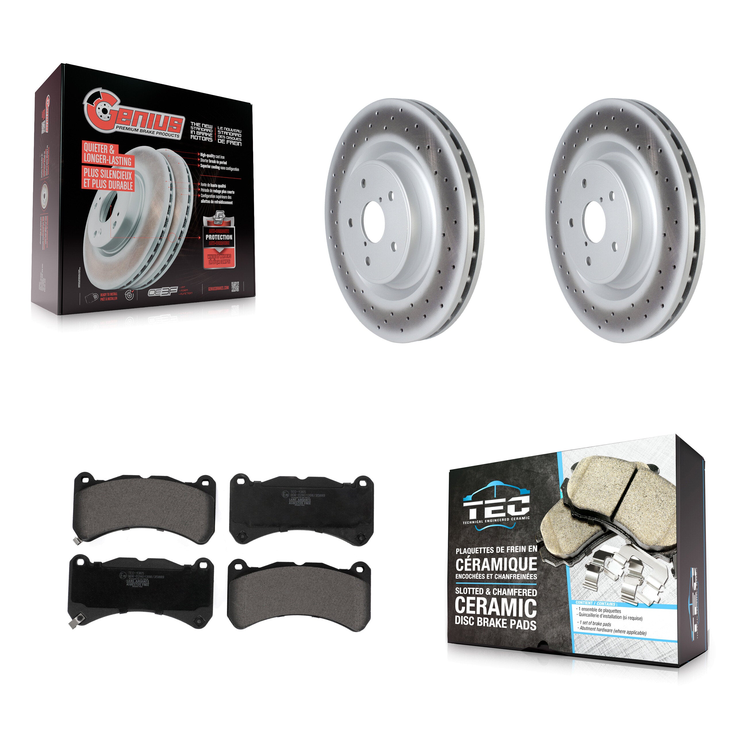Front Coated Disc Brake Rotors And Ceramic Pads Kit For 2018-2020 Subaru WRX STI KGT-102941