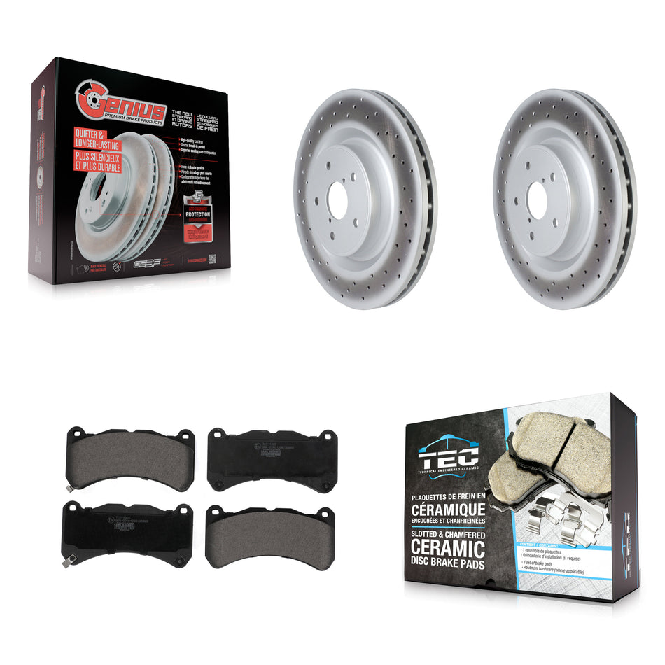 Front Coated Disc Brake Rotors And Ceramic Pads Kit For 2018-2020 Subaru WRX STI KGT-102941