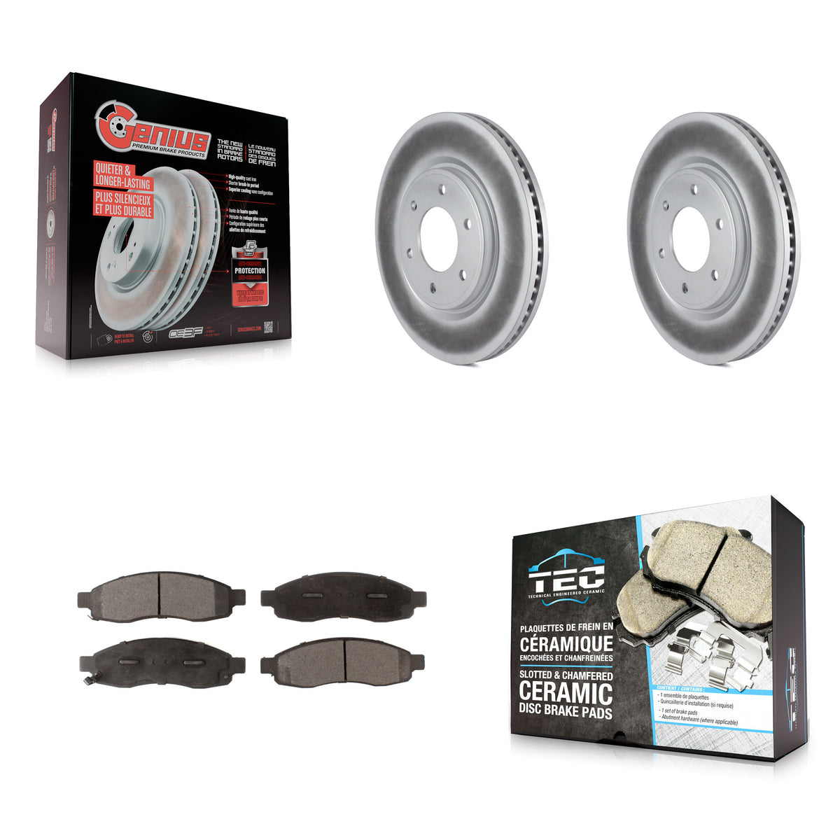 Front Coated Disc Brake Rotors And Ceramic Pads Kit For 2007 Nissan TITAN From 04 07 KGT-102942