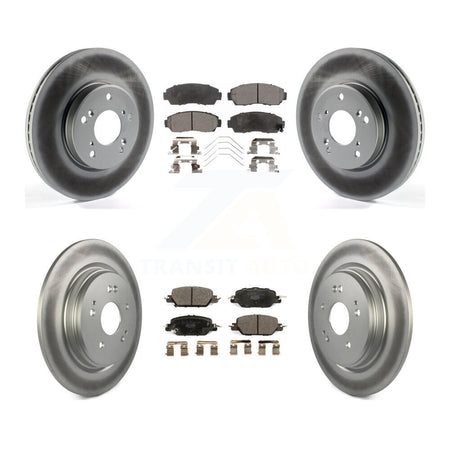 Front Rear Coated Disc Brake Rotors And Ceramic Pads Kit For Honda CR-V KGT-102945