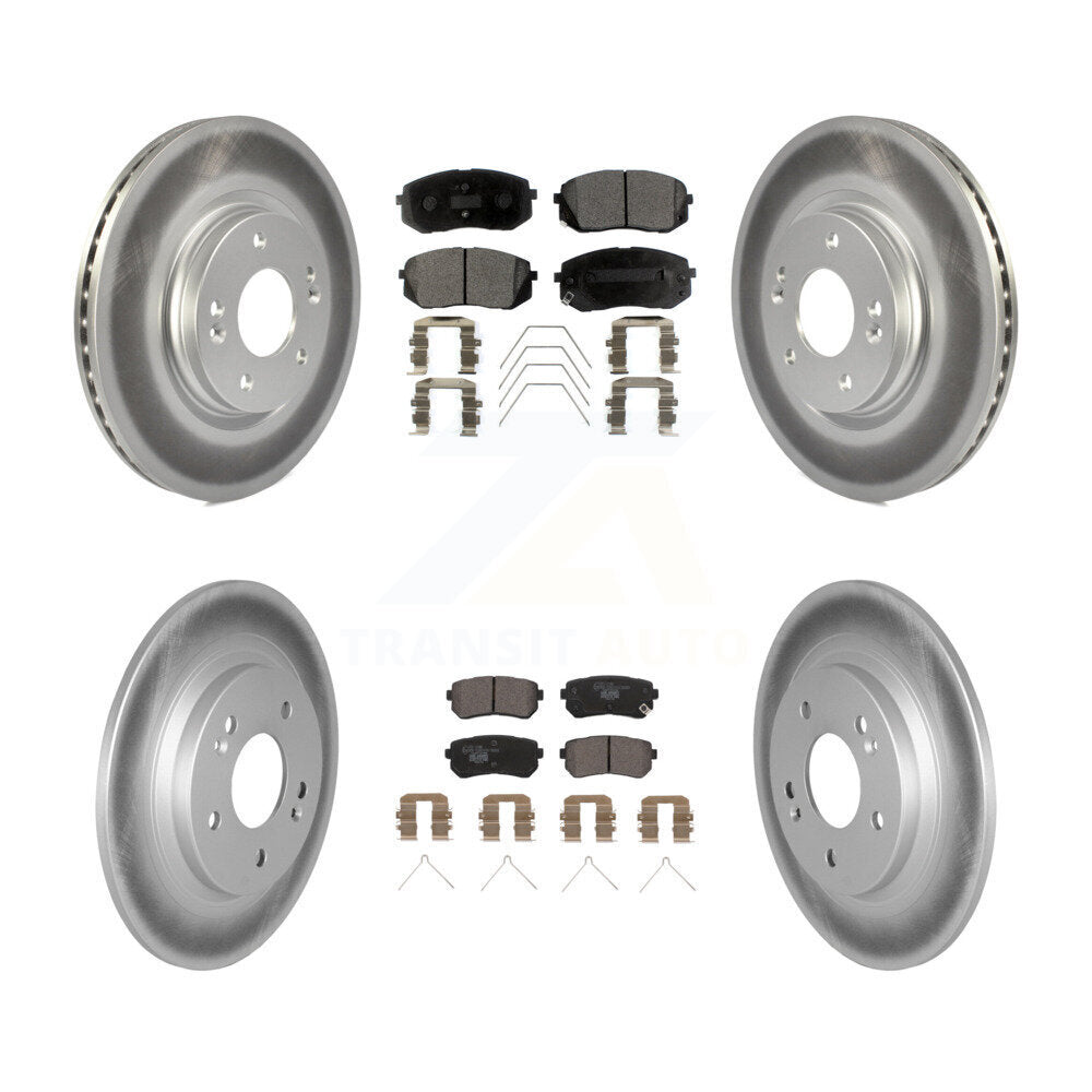 Front Rear Coated Disc Brake Rotors And Ceramic Pads Kit For Hyundai Kona Kia Seltos KGT-102946