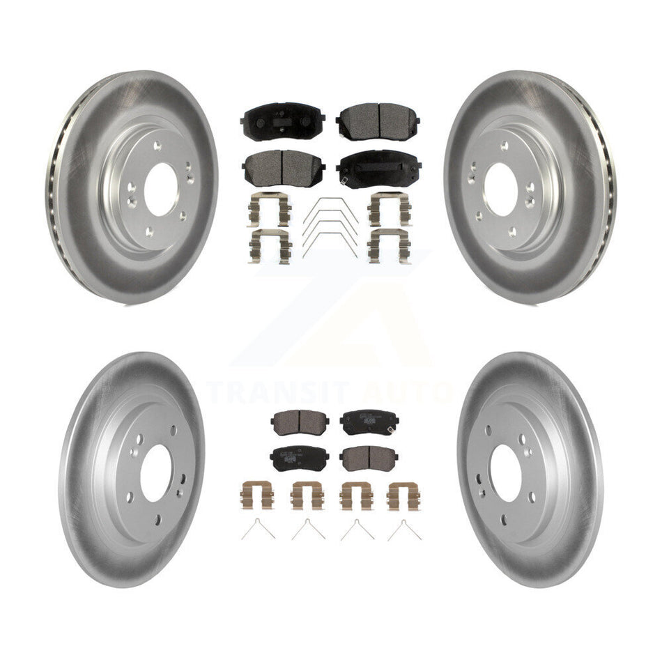 Front Rear Coated Disc Brake Rotors And Ceramic Pads Kit For Hyundai Kona Kia Seltos KGT-102946