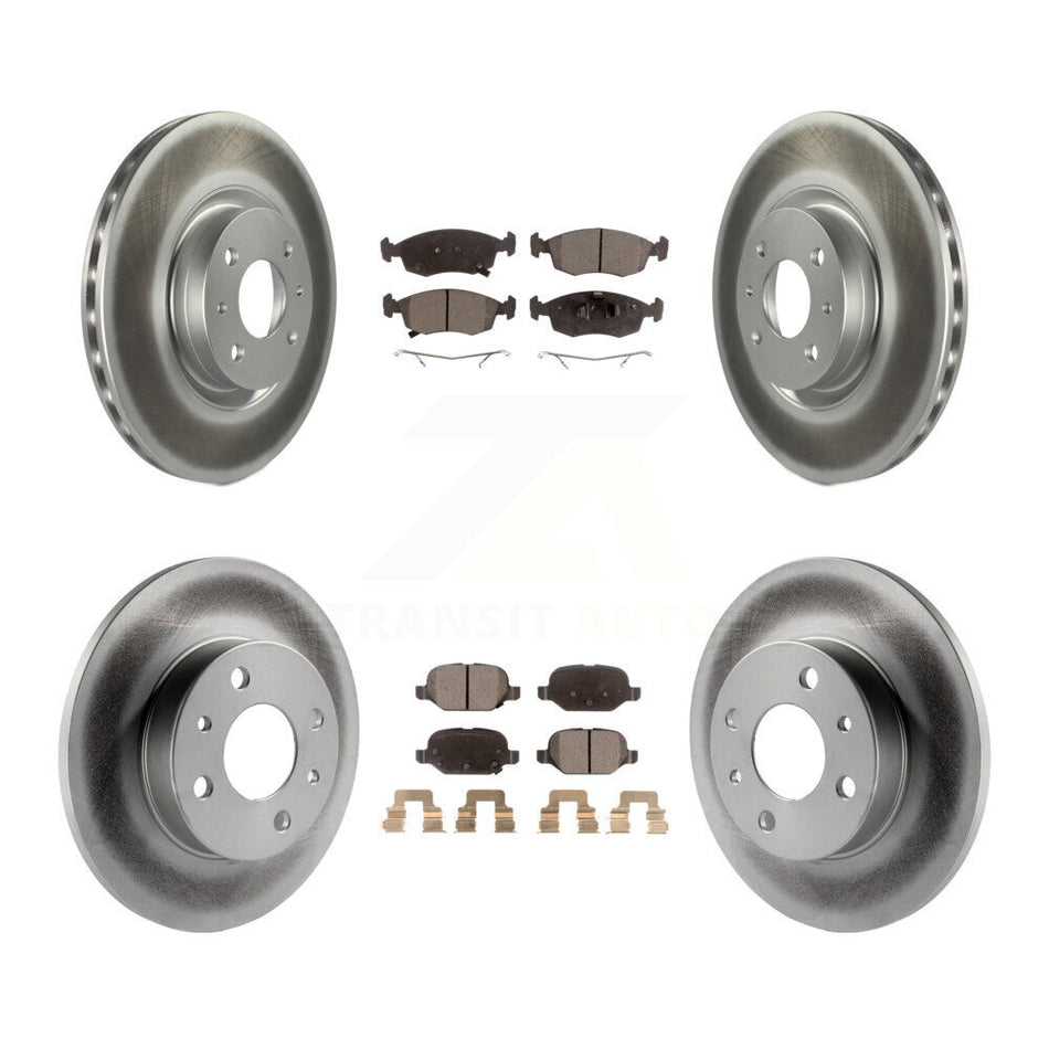 Front Rear Coated Disc Brake Rotors And Ceramic Pads Kit For Fiat 500 KGT-102947