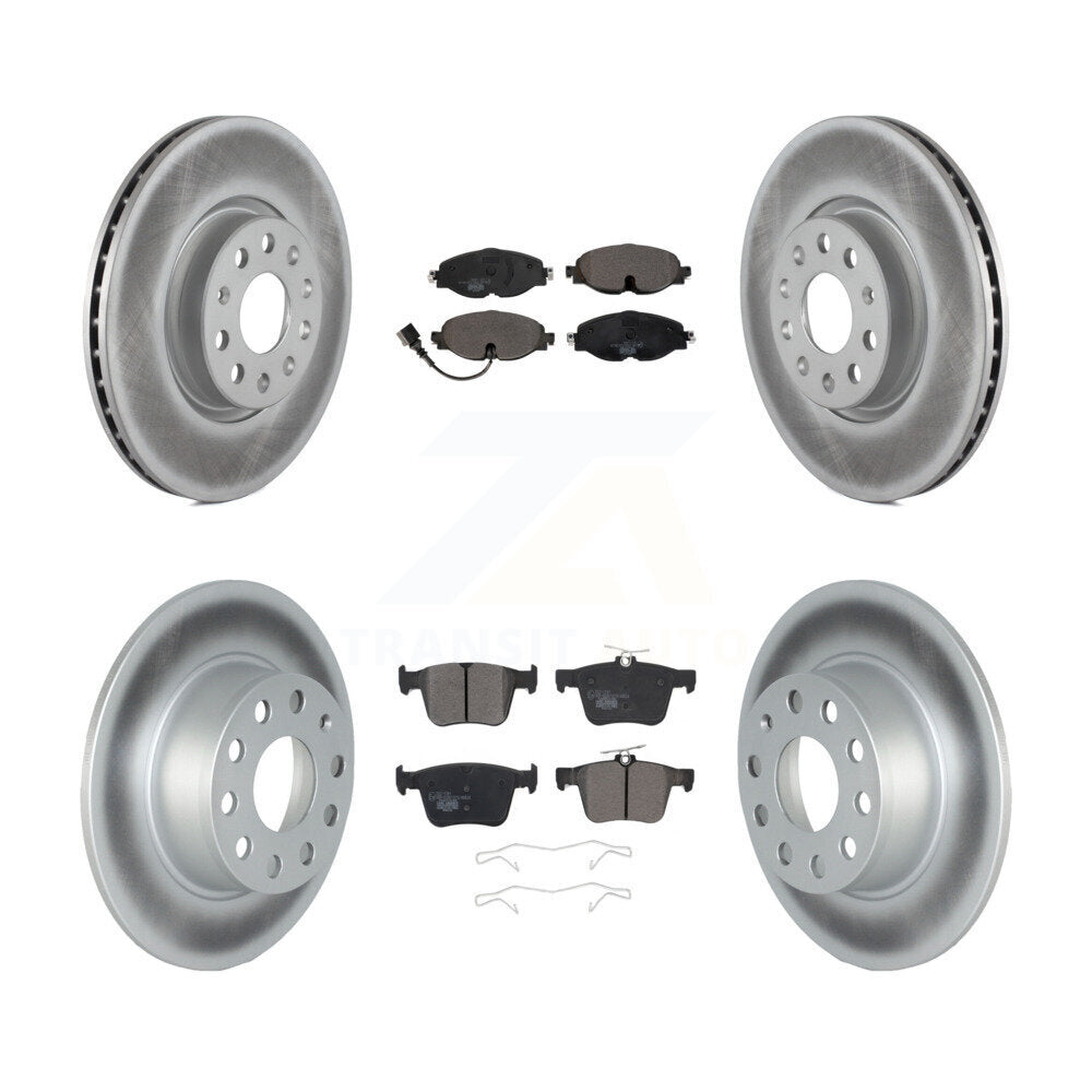 Front Rear Coated Disc Brake Rotors And Ceramic Pad Kit For 2022-2023 Volkswagen Taos FWD KGT-102951