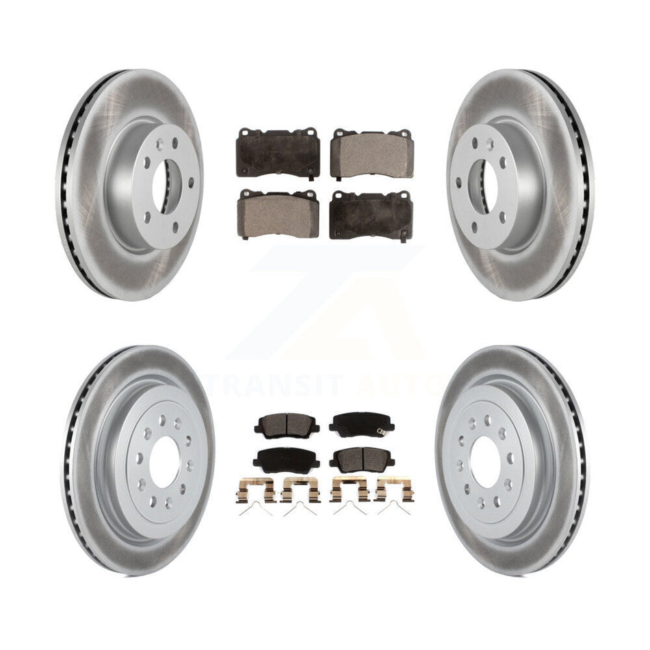 Front Rear Coated Disc Brake Rotors And Ceramic Pads Kit For 2019 Cadillac ATS Base KGT-102953