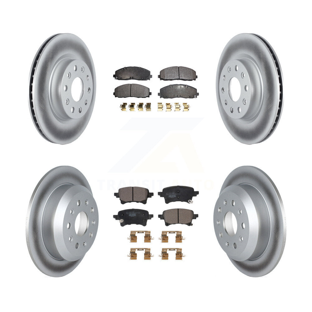 Front Rear Coated Disc Brake Rotors And Ceramic Pads Kit For Jeep Wrangler KGT-102956