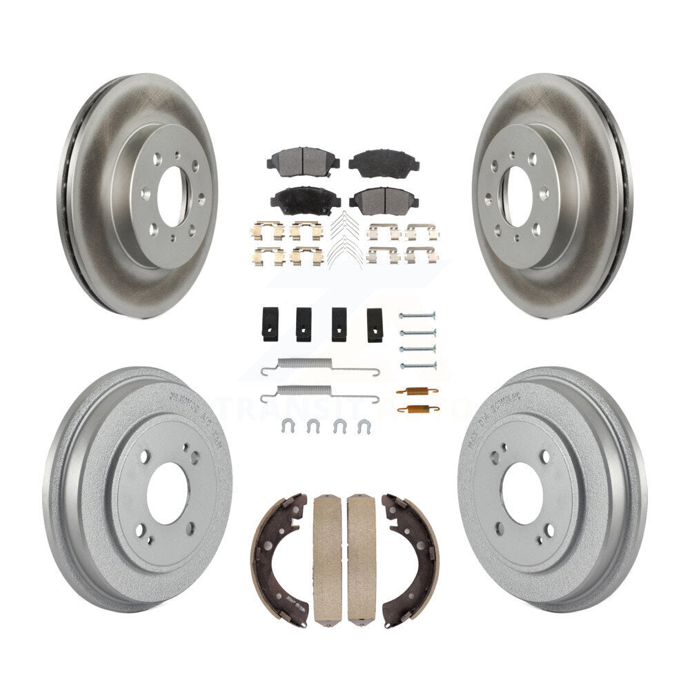 Front Rear Coat Brake Rotors Ceramic Pad Drum Kit (7Pc) For Honda Civic With 4 Lug Wheels KGT-102977