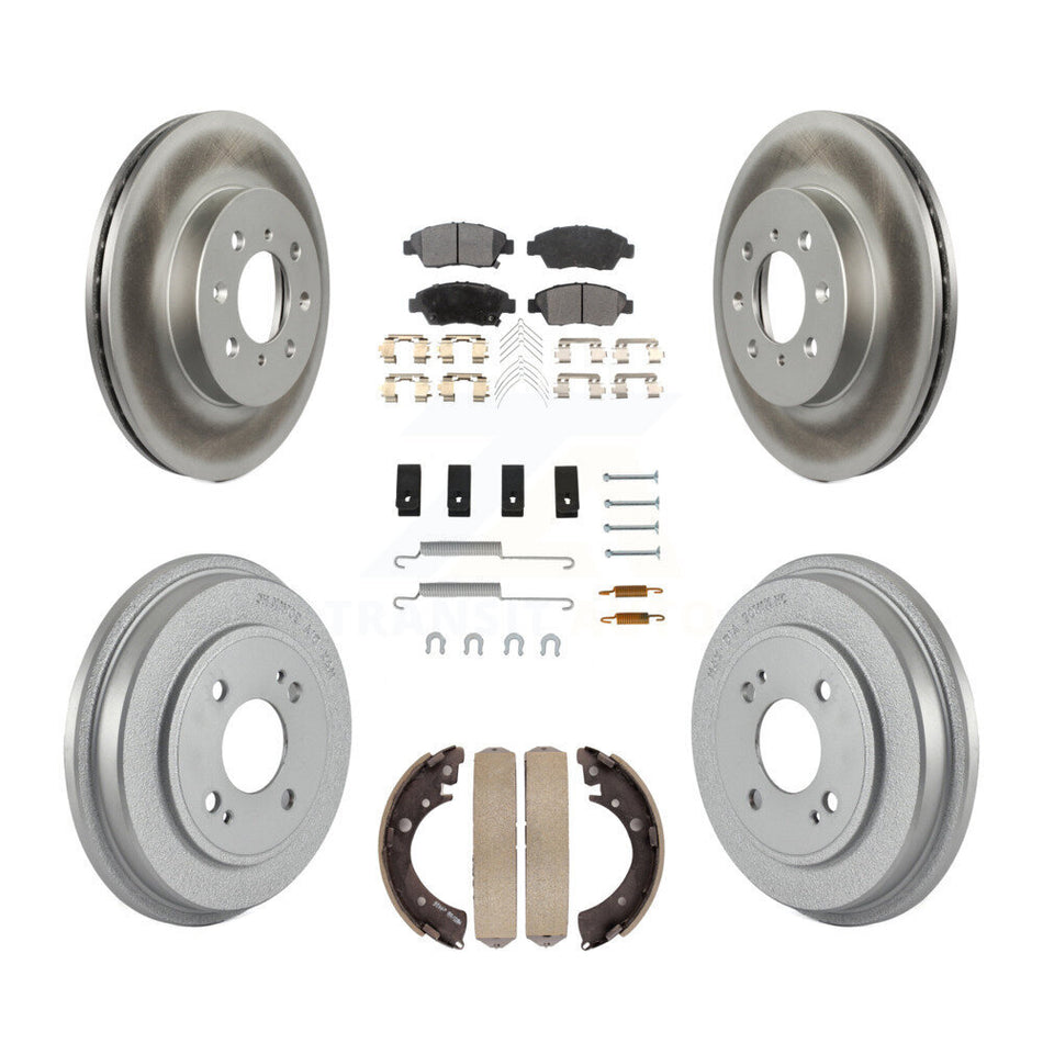 Front Rear Coat Brake Rotors Ceramic Pad Drum Kit (7Pc) For Honda Civic With 4 Lug Wheels KGT-102977