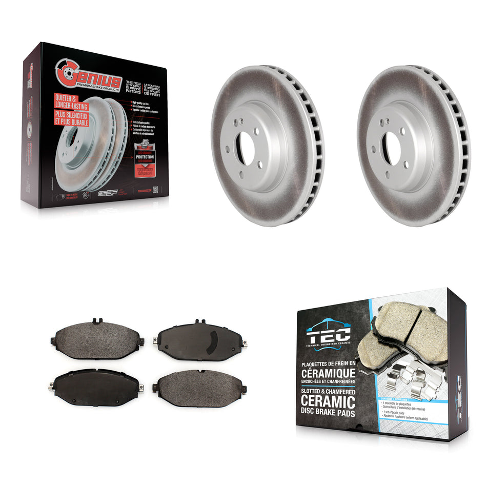 Front Coat Brake Rotor Ceramic Pad Kit For 15-21 Mercedes-Benz C300 Without Sport Package KGT-102981