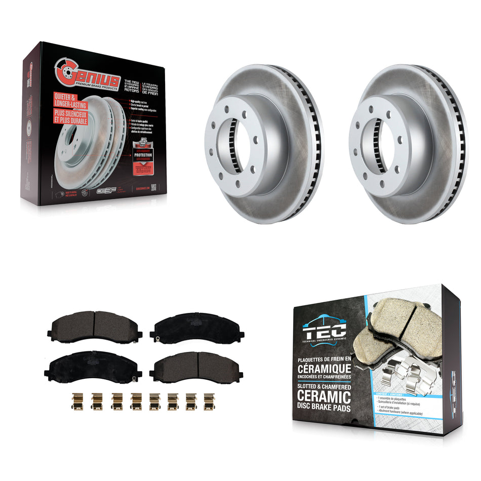 Front Coated Disc Brake Rotors And Ceramic Pads Kit For Ram 2500 3500 KGT-102985