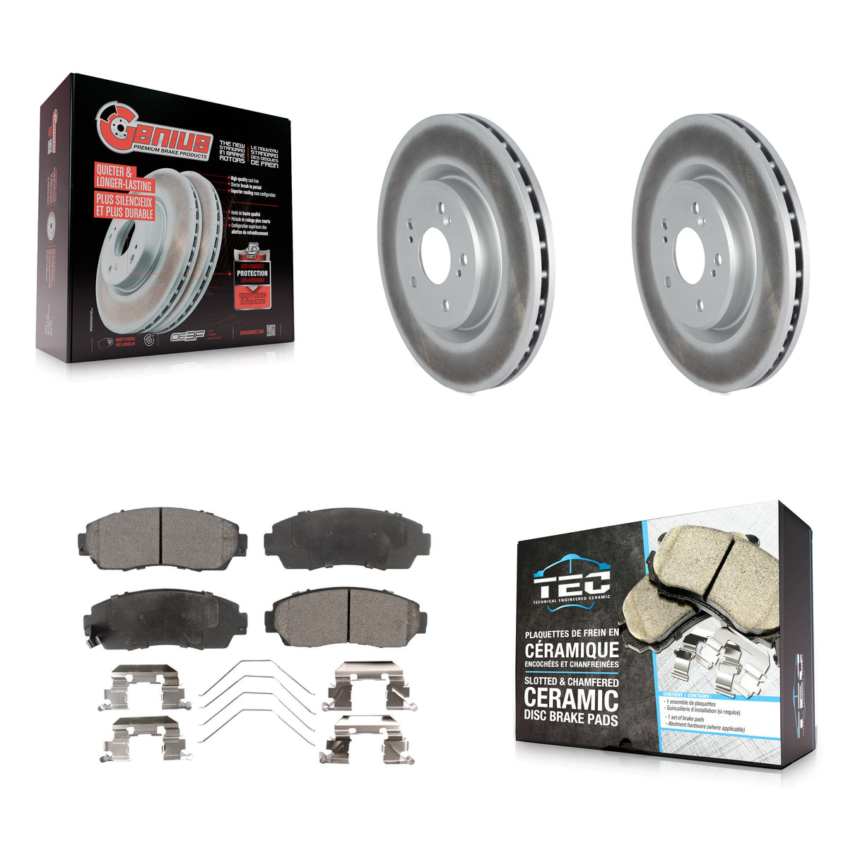 Front Coated Disc Brake Rotors And Ceramic Pads Kit For 2019-2024 Acura RDX KGT-102986