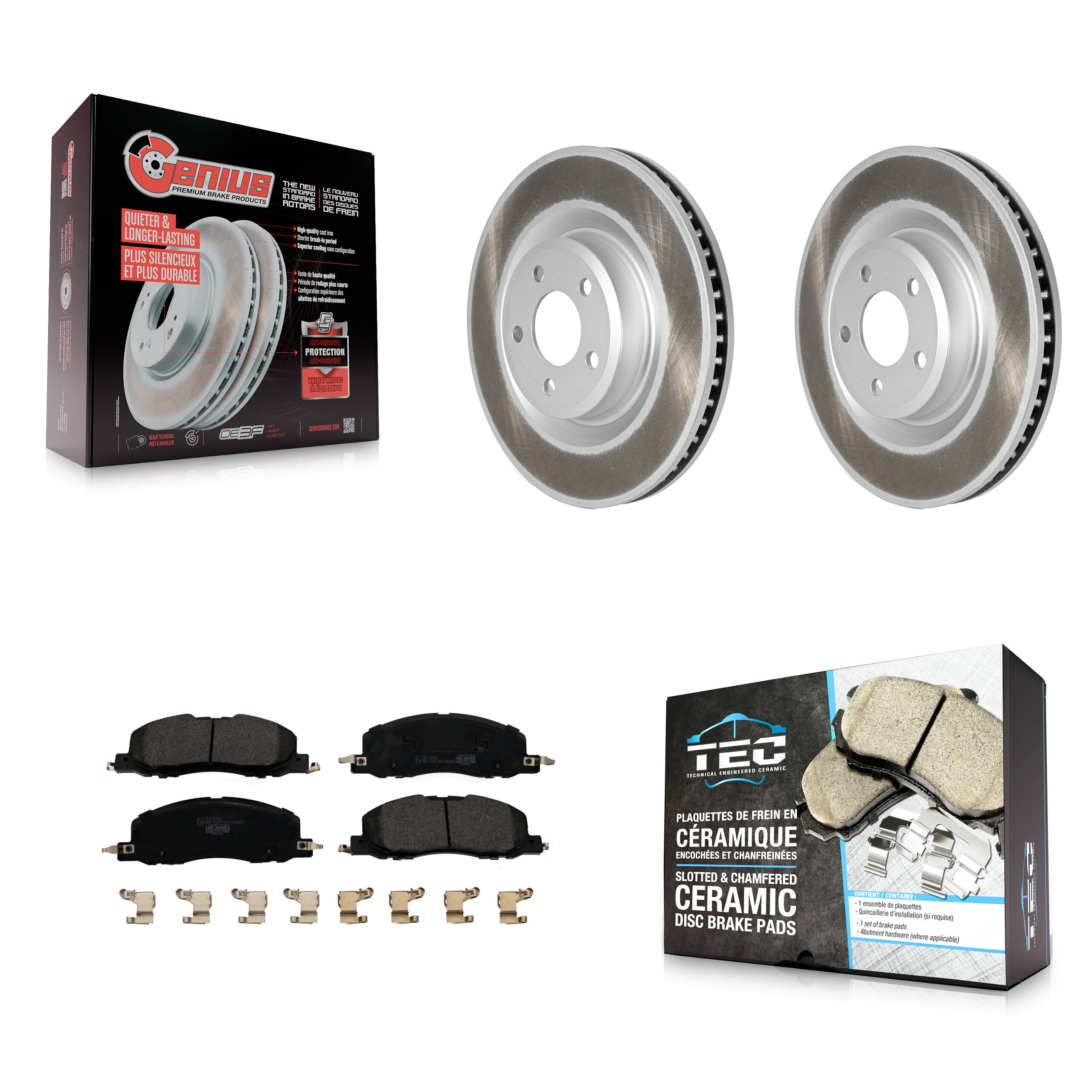 Front Coated Disc Brake Rotors And Ceramic Pads Kit For Ford Explorer Lincoln Aviator KGT-102990