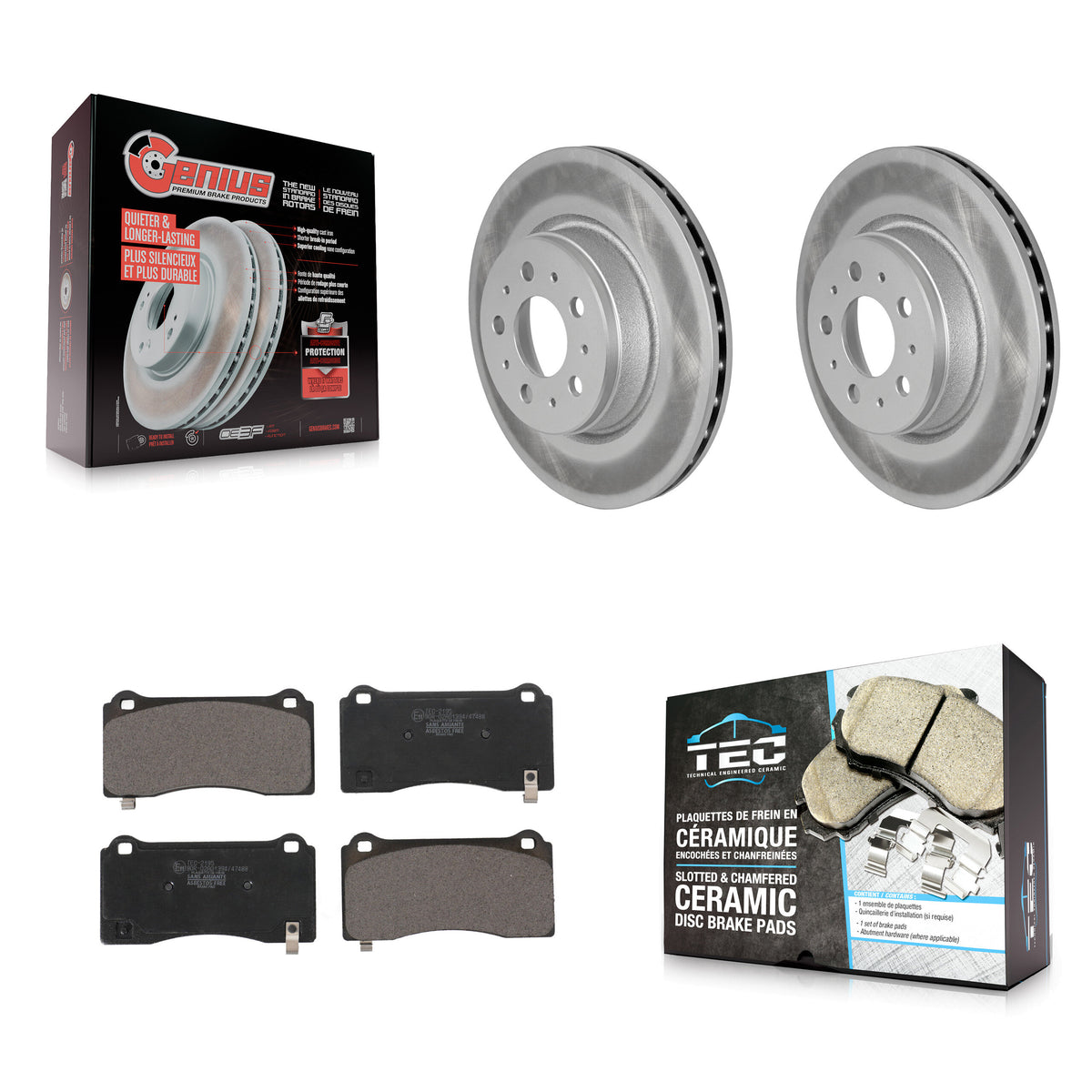 Front Coated Brake Rotor Ceramic Pad Kit For 2017-2022 Tesla 3 With Gray Painted Calipers KGT-102997