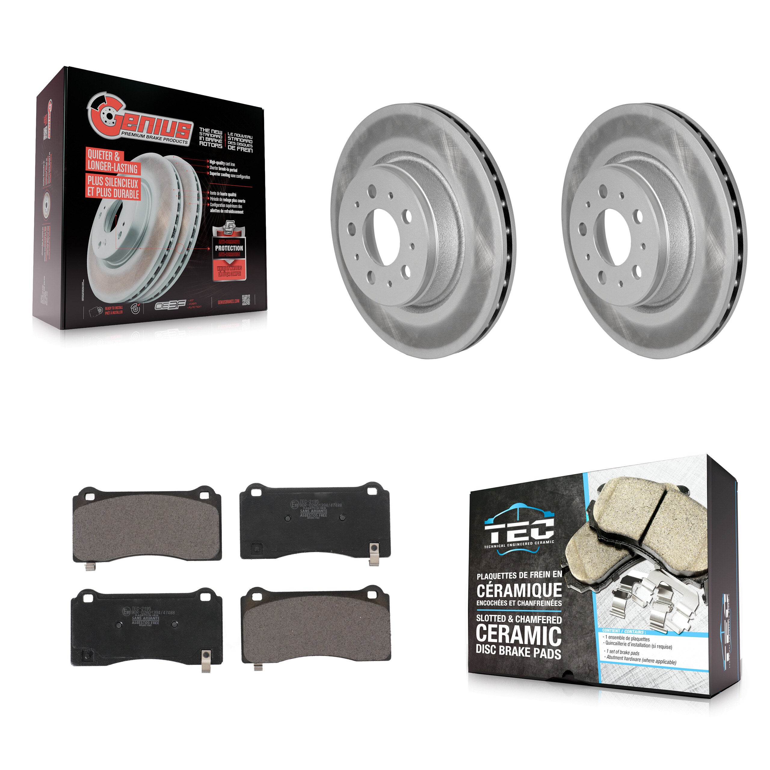 Front Coated Brake Rotor Ceramic Pad Kit For 2017-2022 Tesla 3 With Gray Painted Calipers KGT-102997