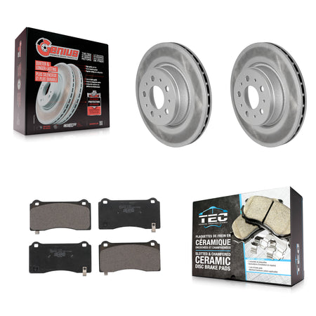 Front Coated Brake Rotor Ceramic Pad Kit For 2017-2022 Tesla 3 With Gray Painted Calipers KGT-102997