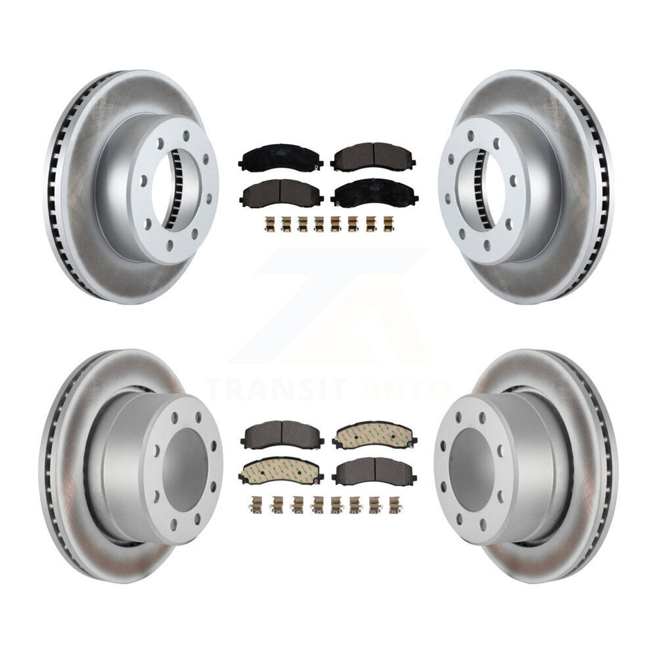 Front Rear Coated Disc Brake Rotors And Ceramic Pads Kit For Ram 2500 3500 KGT-103004