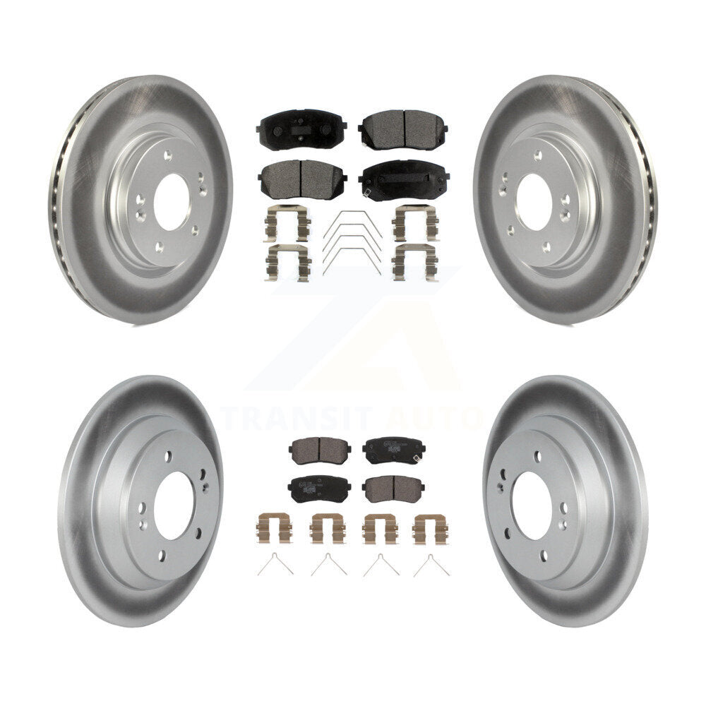 Front Rear Coated Brake Rotors Ceramic Pad Kit For Hyundai Kona Ultimate Limited with FWD KGT-103015