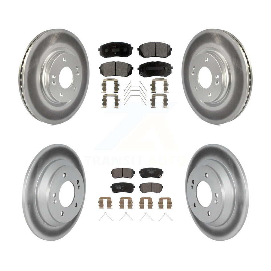 Front Rear Coated Brake Rotors Ceramic Pad Kit For Hyundai Kona Ultimate Limited with FWD KGT-103015