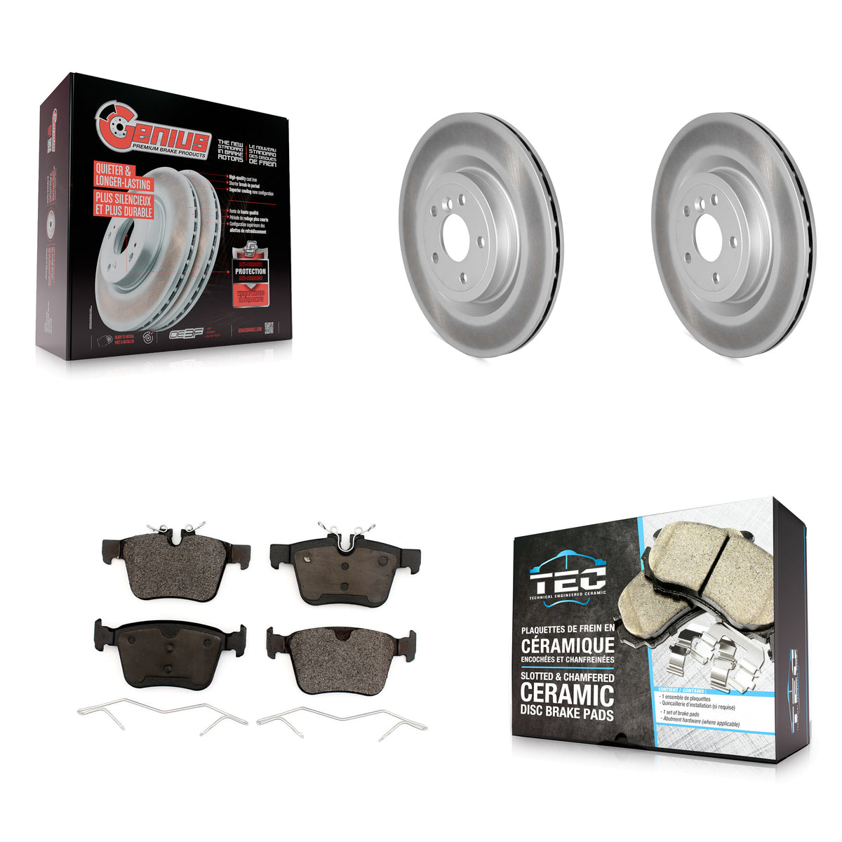 Rear Coated Disc Brake Rotors And Ceramic Pads Kit For Jaguar XE XF KGT-103064