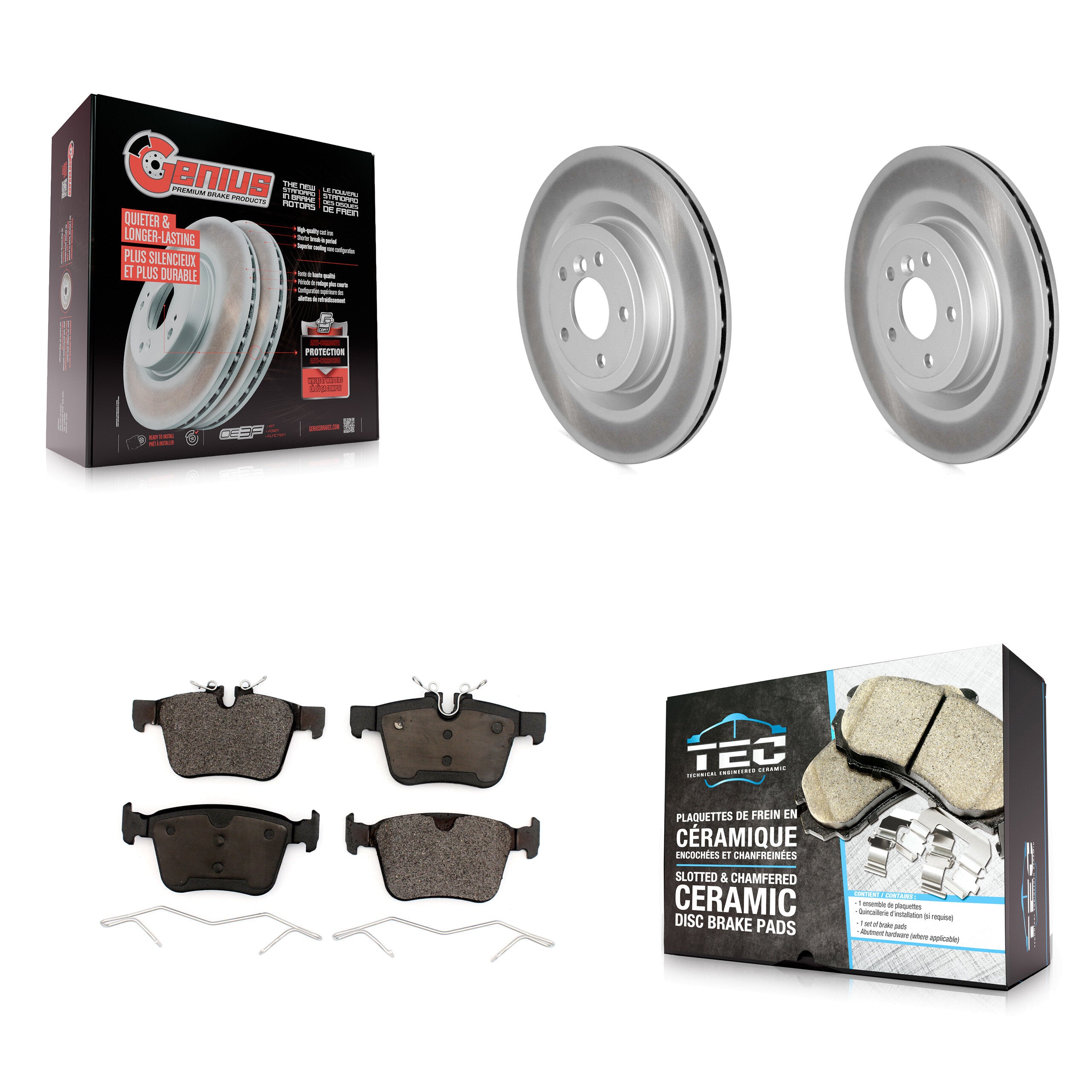 Rear Coated Disc Brake Rotors And Ceramic Pads Kit For Jaguar XE XF KGT-103064