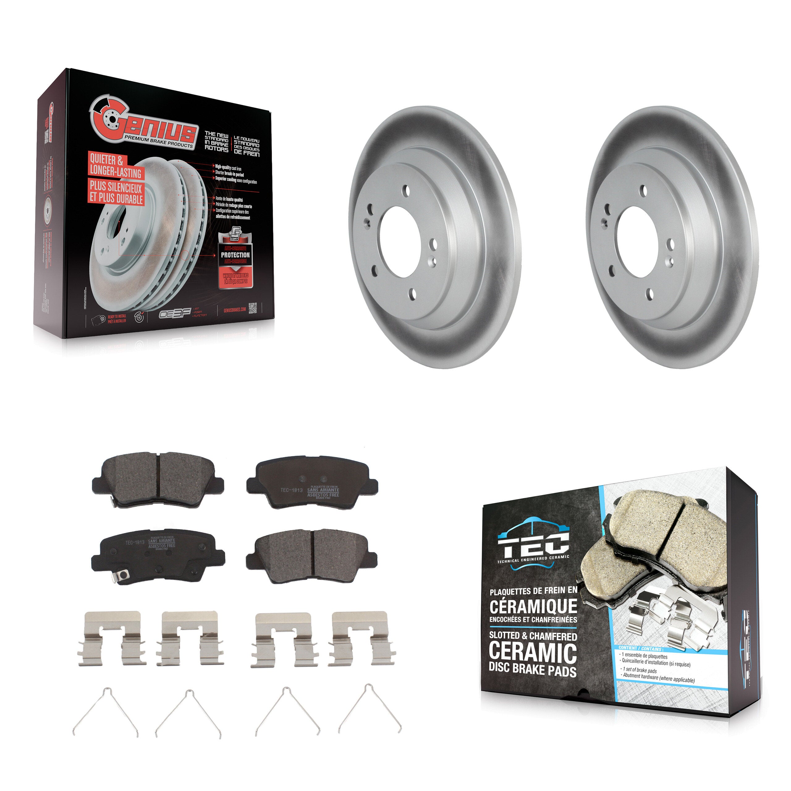 Rear Coat Brake Rotors Ceramic Pad Kit For 22-23 Hyundai Kona With Electric Parking KGT-103071