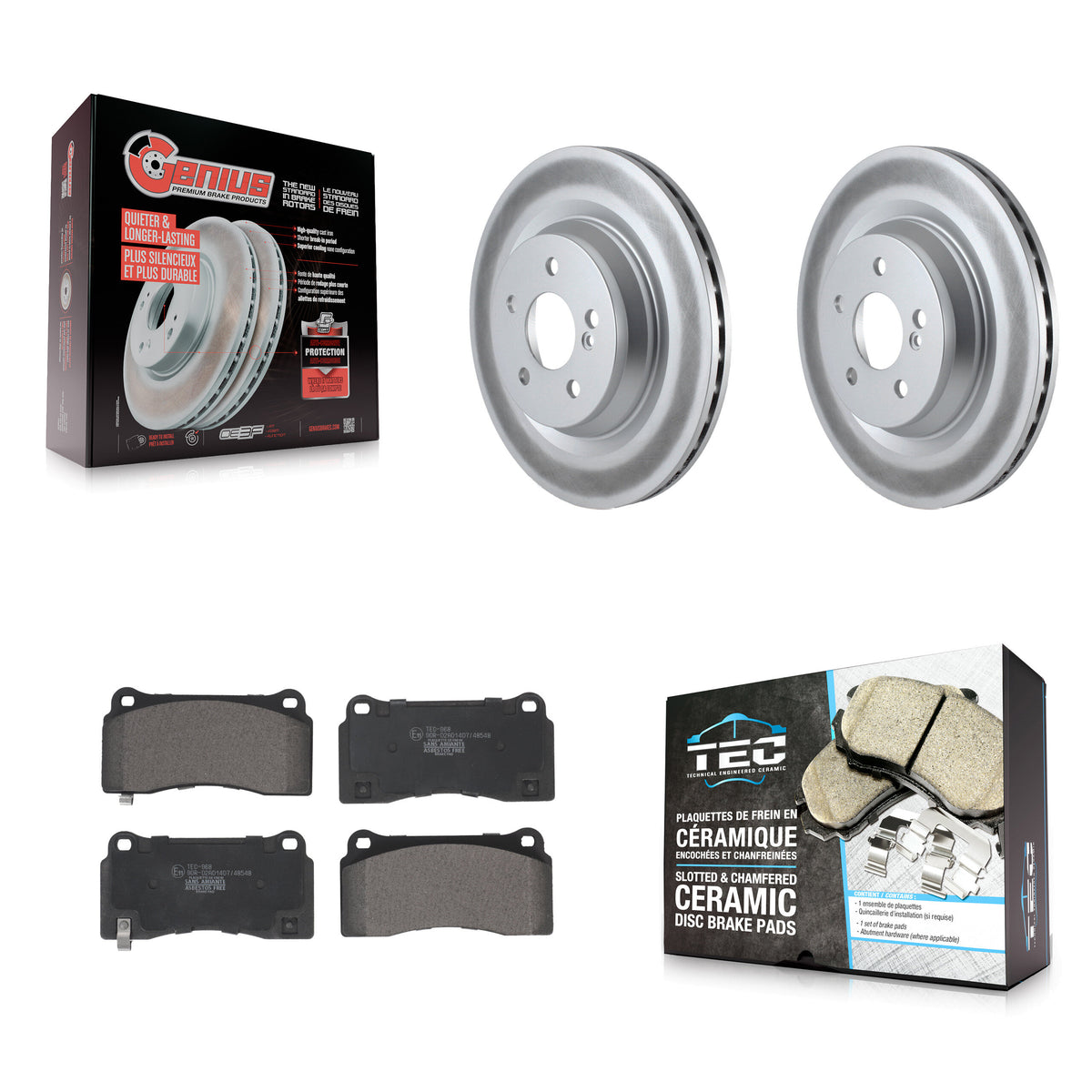 Rear Coated Disc Brake Rotors And Ceramic Pads Kit For 2011-2014 Mercedes-Benz CL550 KGT-103072