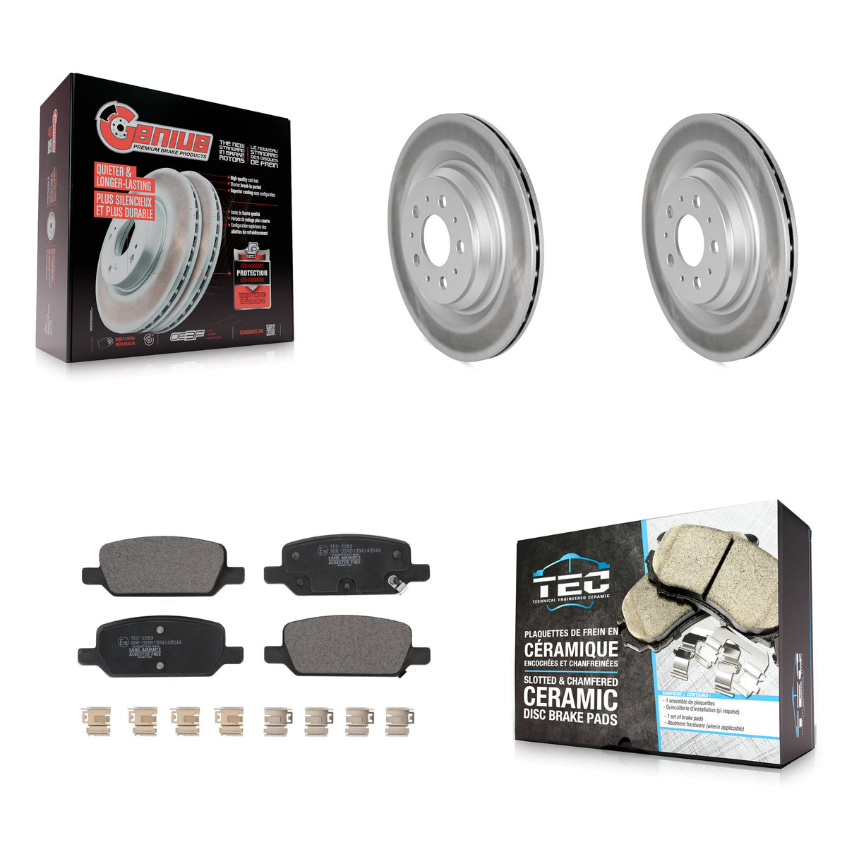 Rear Coated Brake Rotors Ceramic Pad Kit For 2017-2022 Tesla 3 With Gray Painted Calipers KGT-103073