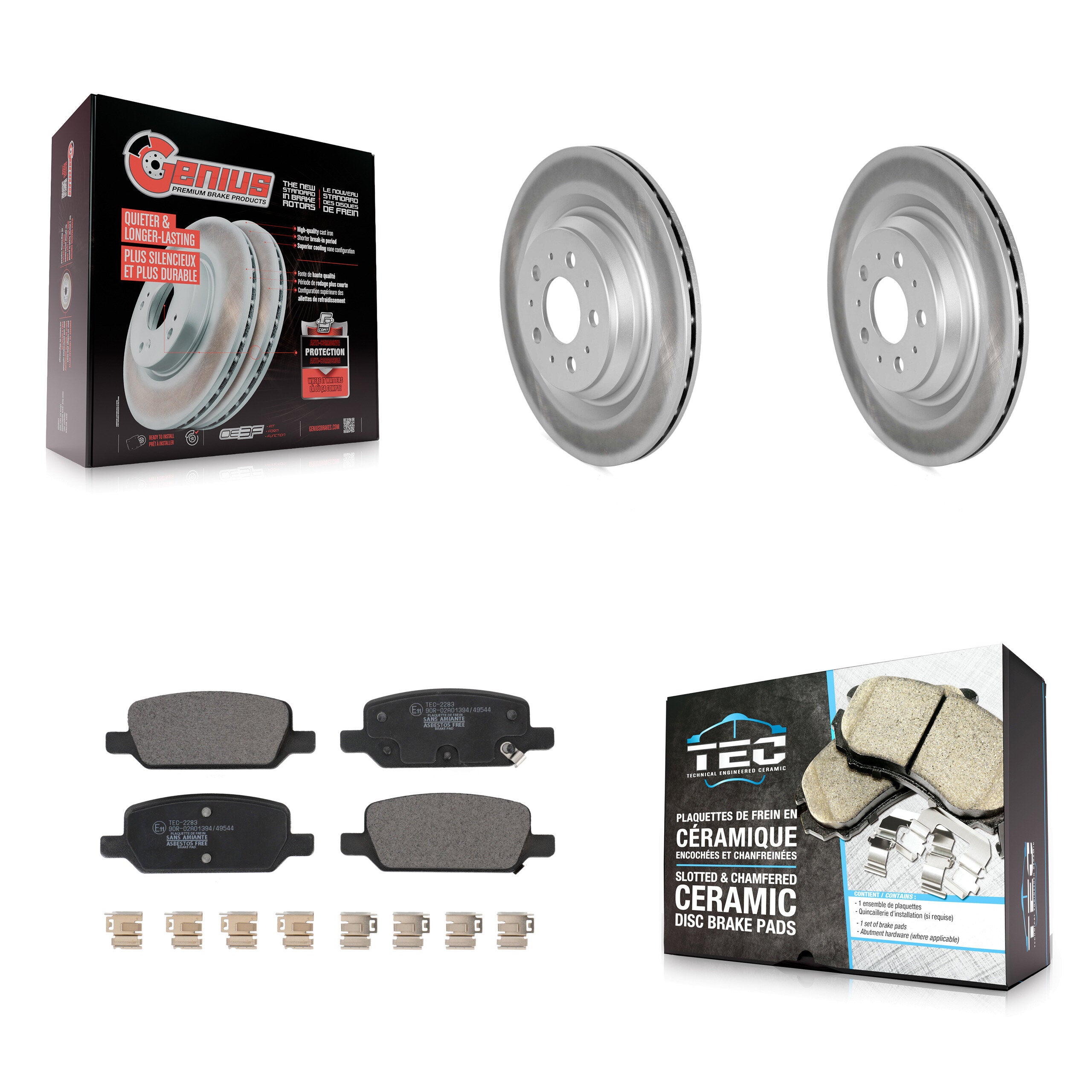 Rear Coated Brake Rotors Ceramic Pad Kit For 2017-2022 Tesla 3 With Gray Painted Calipers KGT-103073