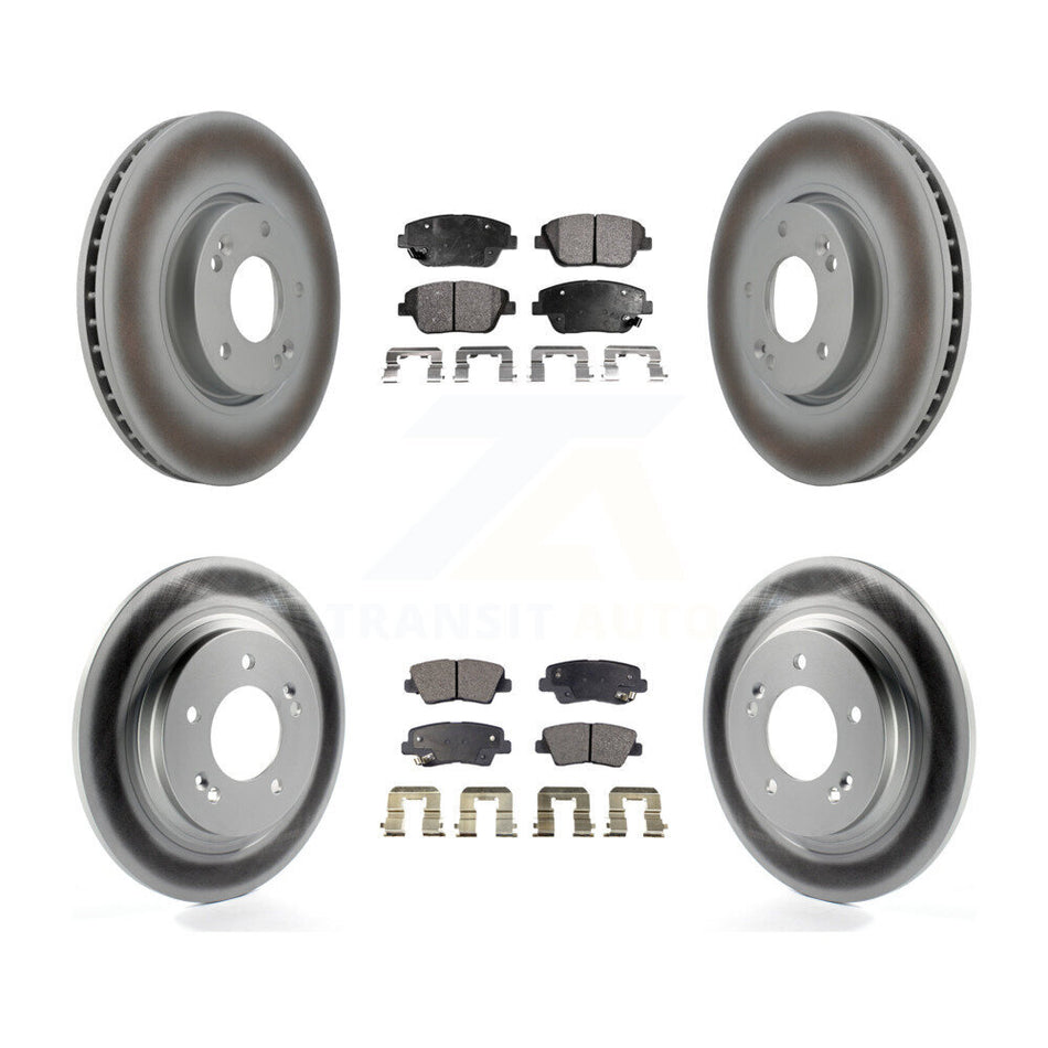 Front Rear Coated Disc Brake Rotors And Ceramic Pads Kit For Hyundai Sonata KGT-103084