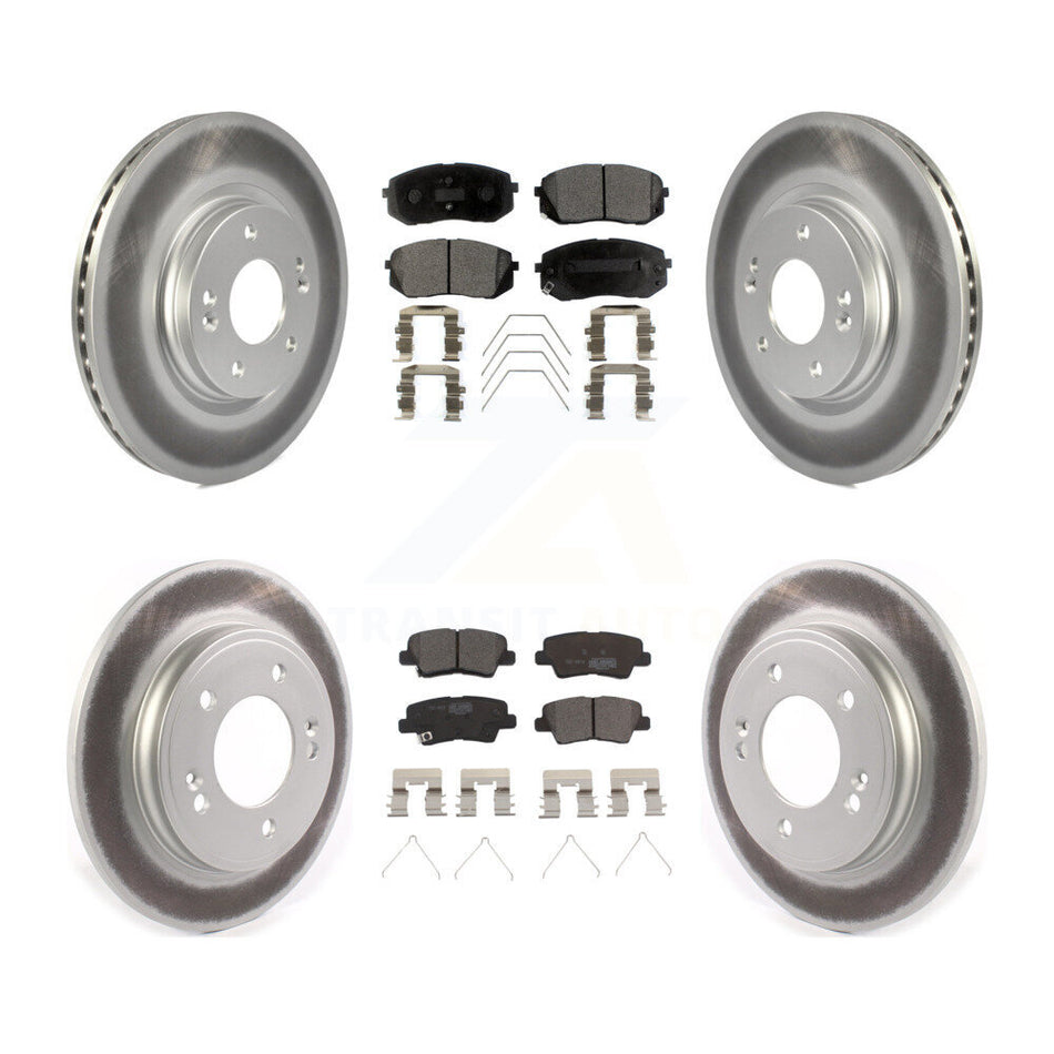 Front Rear Coated Disc Brake Rotors Ceramic Pad Kit For Kia Forte Hyundai Veloster Forte5 KGT-103098