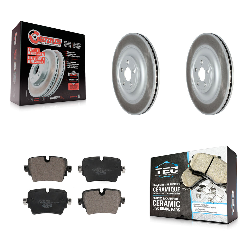 Rear Coated Disc Brake Rotors And Ceramic Pads Kit For Jaguar XJ XJR575 KGT-103117