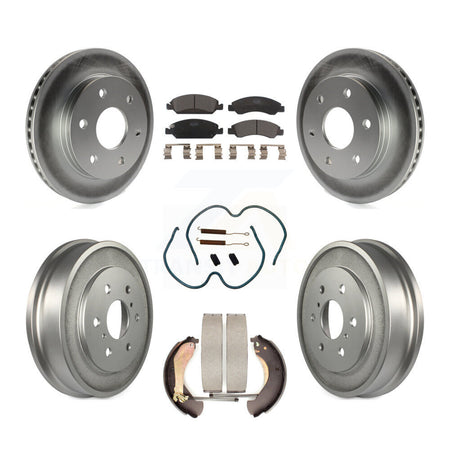 Front Rear Coated Disc Brake Rotors Ceramic Pads And Drum Kit (7Pc) For GMC Sierra 1500 KGT-103123