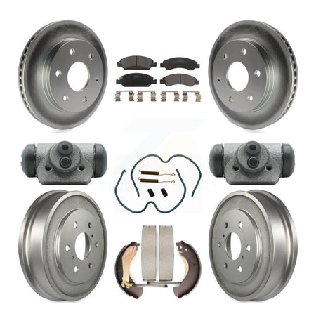 Front Rear Coated Disc Brake Rotors Ceramic Pads And Drum Kit (9Pc) For GMC Sierra 1500 KGT-103126