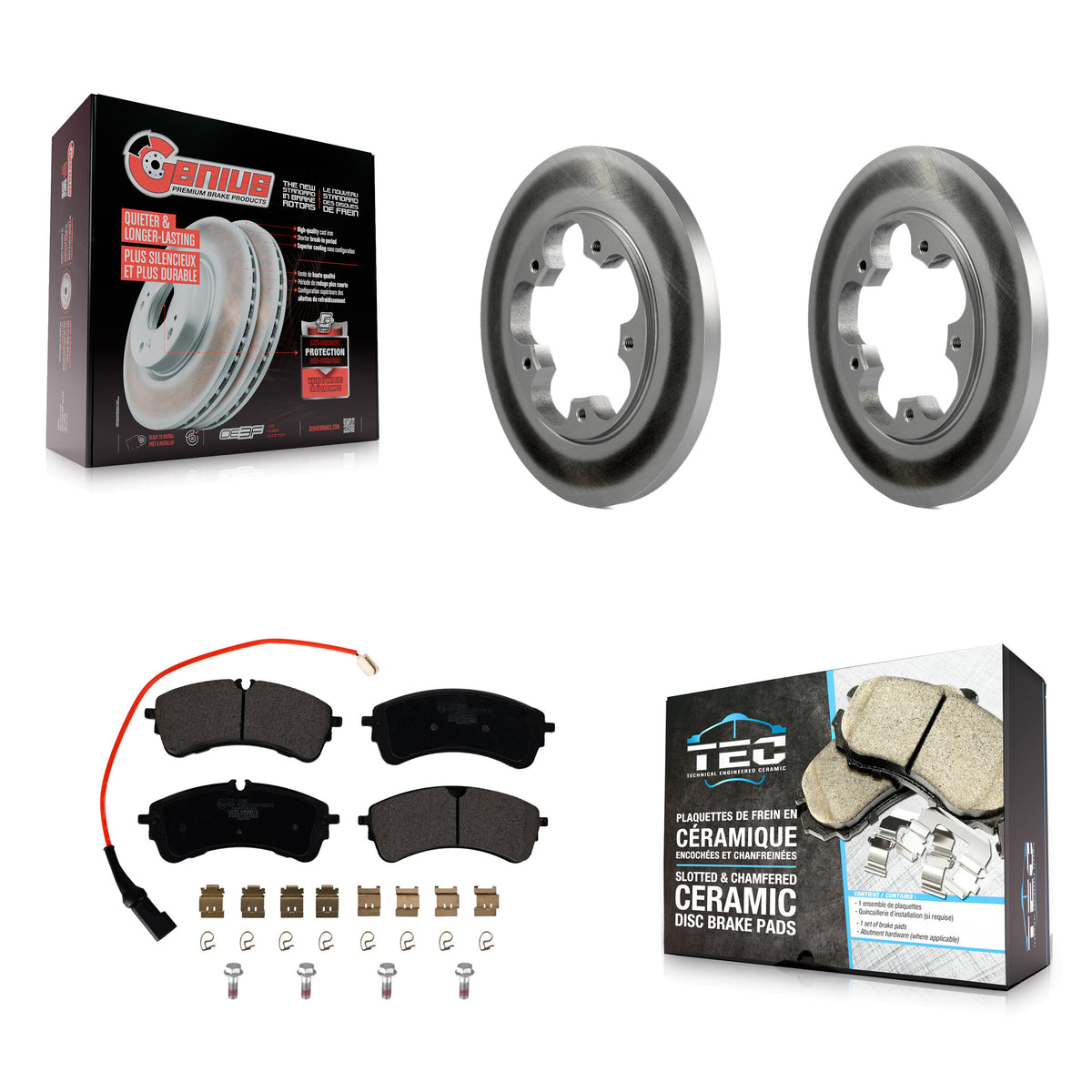Rear Coated Disc Brake Rotor Ceramic Pad Kit For Ford Transit-250 Transit-150 Transit-350 KGT-103147