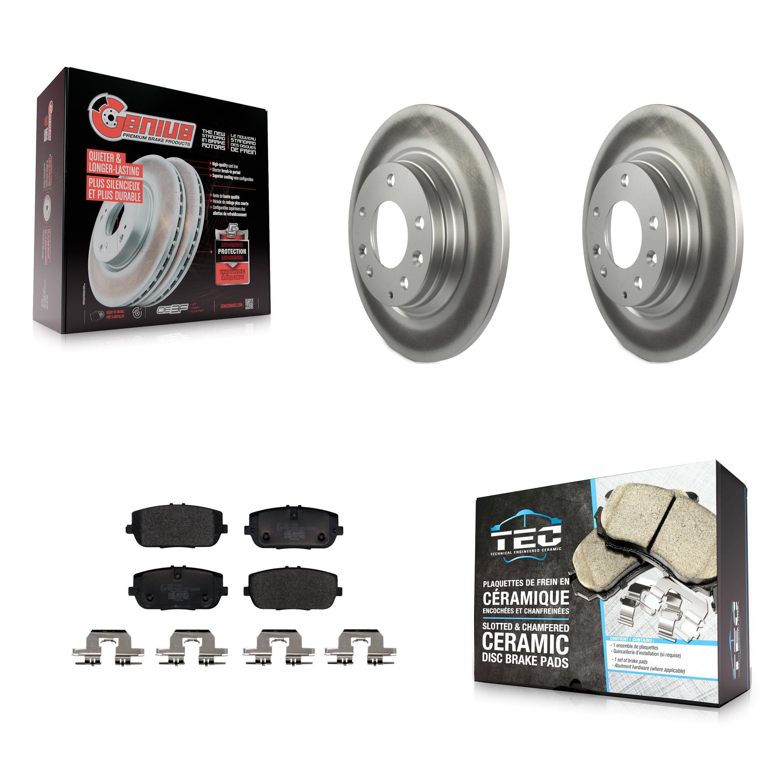 Rear Coated Disc Brake Rotors And Ceramic Pads Kit For 2006-2015 Mazda MX-5 Miata KGT-103148