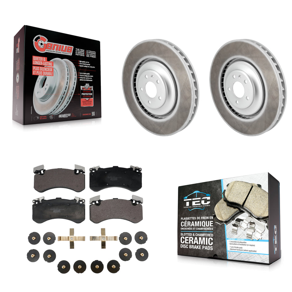 Front Coated Disc Brake Rotors And Ceramic Pads Kit For Audi A8 Quattro S8 S7 KGT-103153