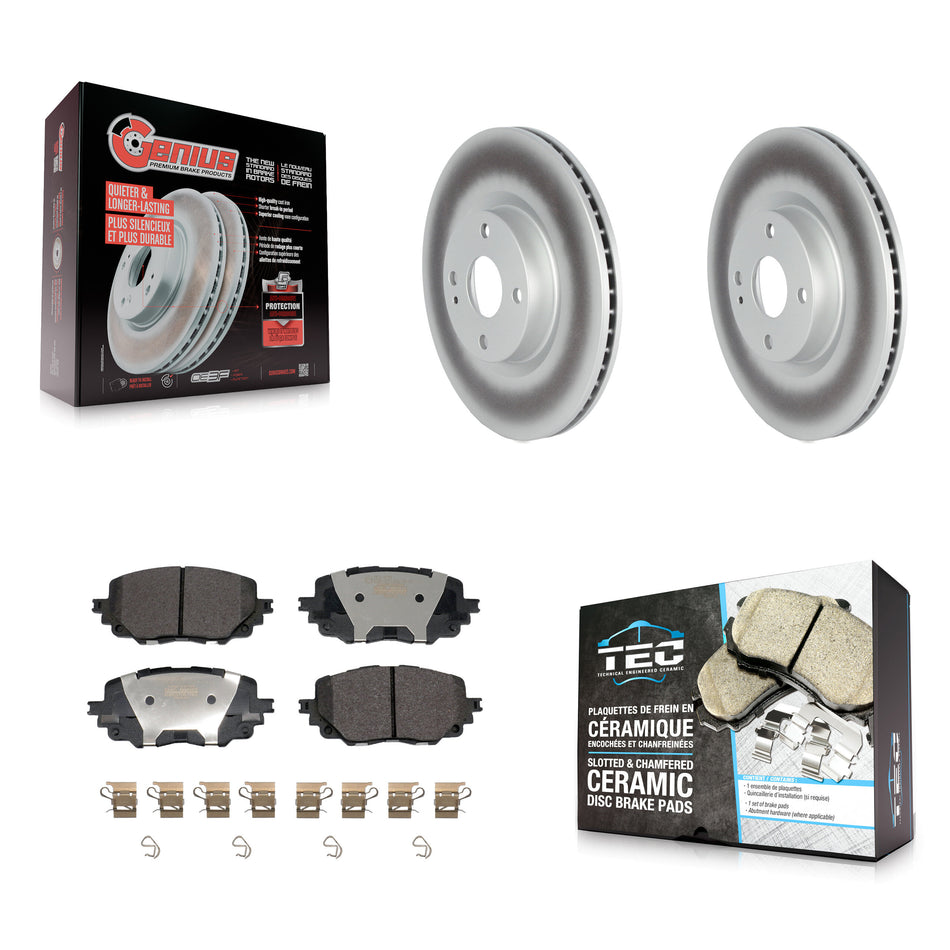Front Coated Brake Rotor Ceramic Pad Kit For 16-23 Mazda MX-5 Miata Without Brembo Brakes KGT-103156