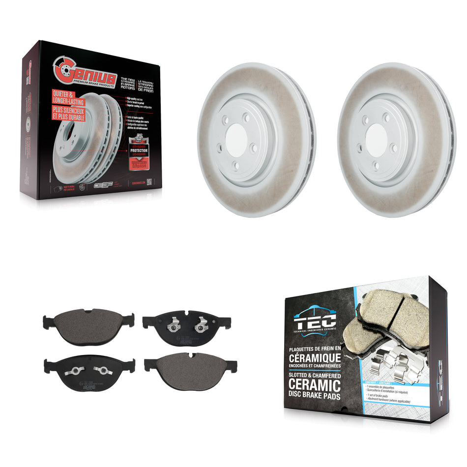 Front Coat Brake Rotor Ceramic Pad Kit For 2010 Jaguar XF With 326mm Diameter KGT-103160