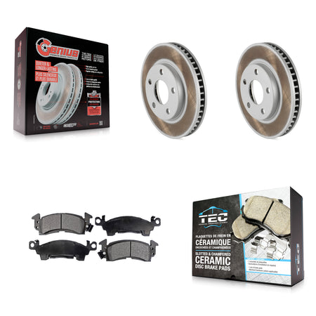 Front Coated Brake Rotor & Ceramic Pad Kit For 1992-1993 Cadillac Commercial Chassis 5.7L KGT-103165